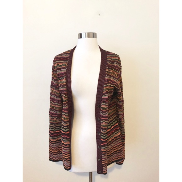 Missoni Sweaters - M Missoni Knit Wave Pattern Cardigan Multicolor